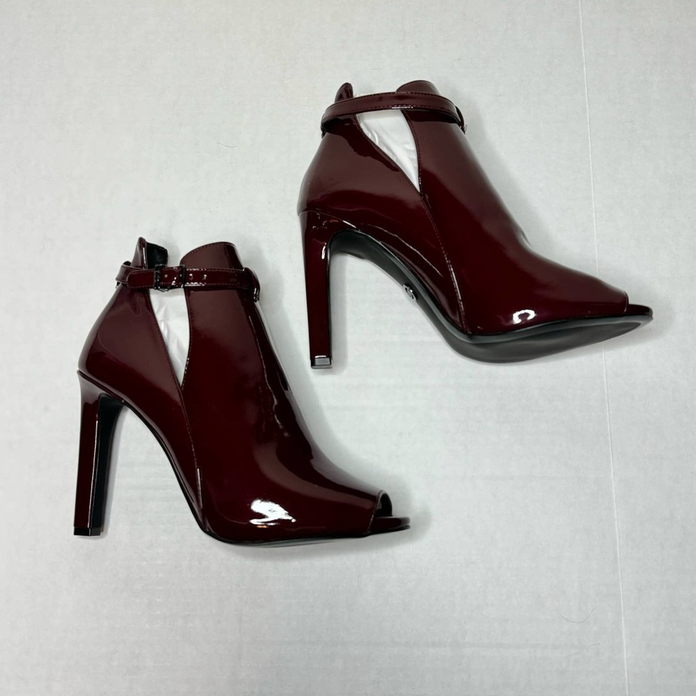 Michael Kors Burgundy Lawson Open Toe Leather Bootie NEW Size 10 - Picture 5 of 10